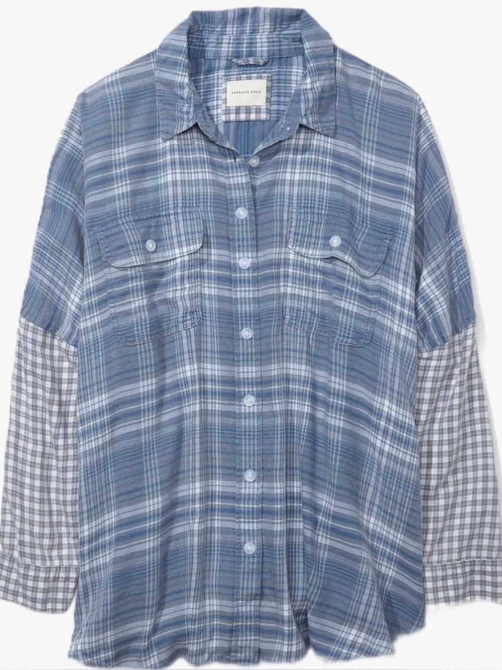 Light Blue Plaid Button-Up Shirt